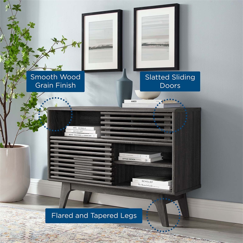 Modway Render Modern Style Particleboard Wood Display Stand in Charcoal
