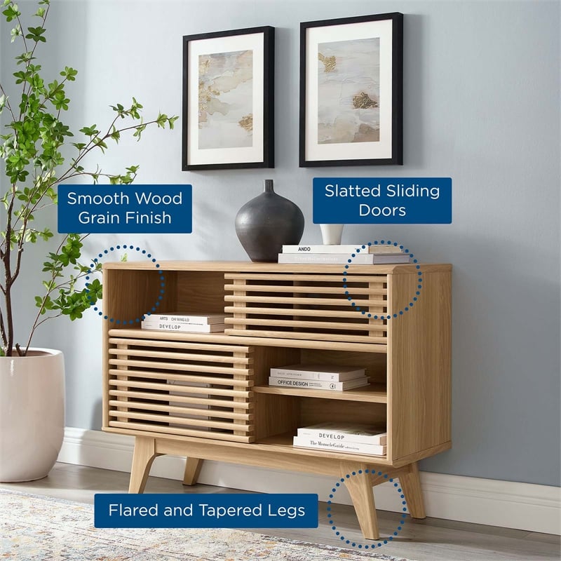 Modway Render Modern Style Particleboard Wood Display Stand in Oak