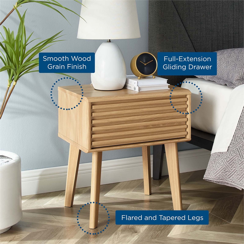 Modway Render Modern Wood and Particleboard End Table in Oak