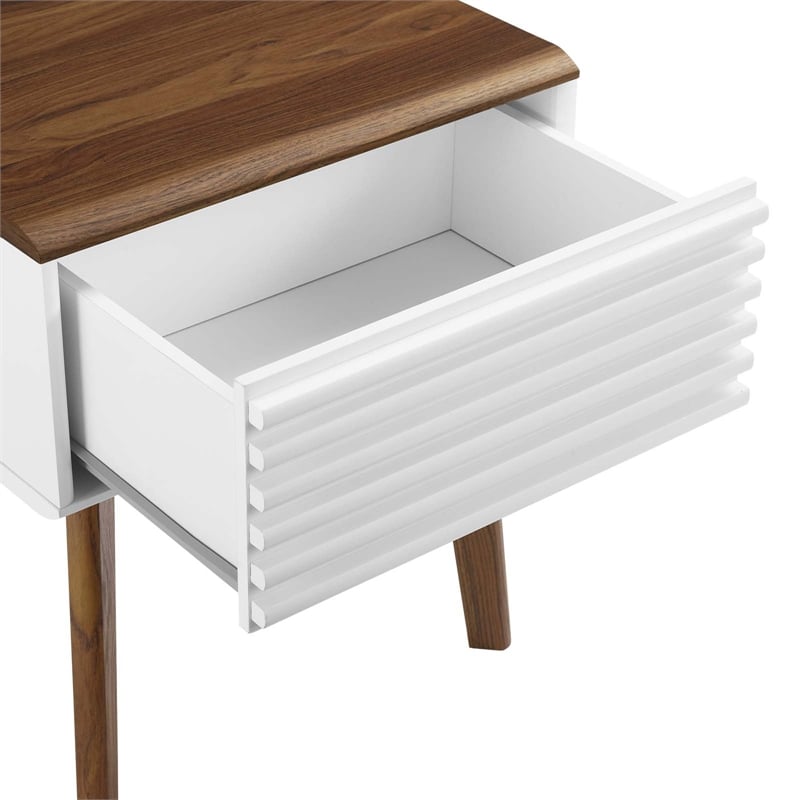 Modway Render Modern Wood and Particleboard End Table in Walnut/White