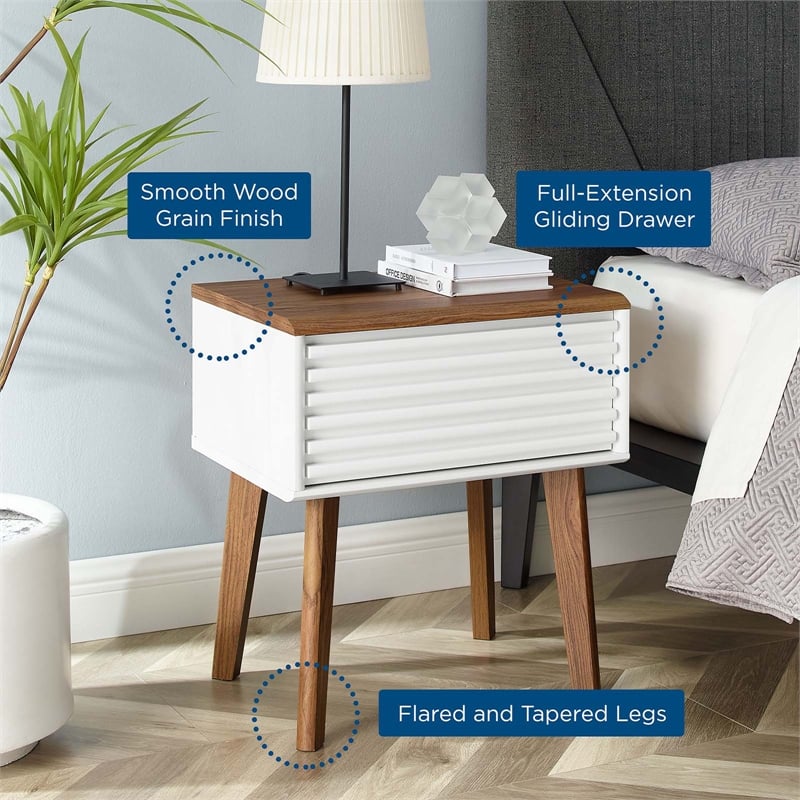 Modway Render Modern Wood and Particleboard End Table in Walnut/White