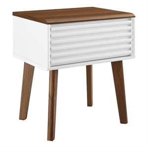 Modway Render Modern Wood and Particleboard End Table in Walnut/White