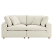 Modway Commix 2-Piece Fabric Down Filled Sectional Sofa in Light Beige