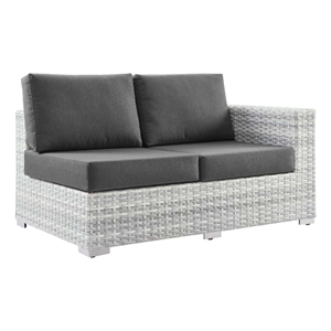 Modway Convene Fabric & Rattan Patio Right-Arm Loveseat in Light Gray/Charcoal