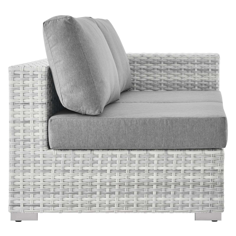 Modway Convene Fabric & Rattan Patio Right-Arm Loveseat in Light Gray