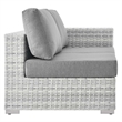 Modway Convene Fabric & Rattan Patio Right-Arm Loveseat in Light Gray