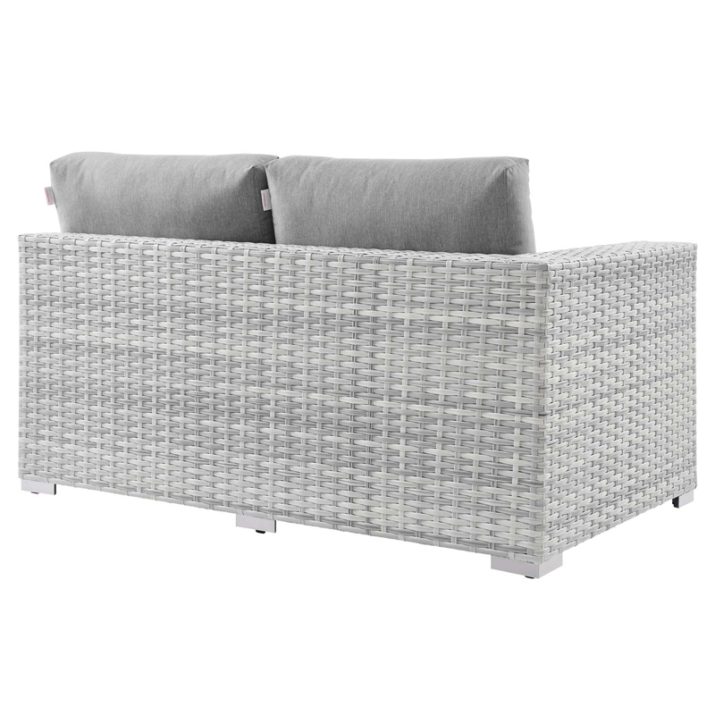 Modway Convene Fabric & Rattan Patio Right-Arm Loveseat in Light Gray