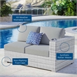 Modway Convene Fabric & Rattan Patio Right-Arm Loveseat in Light Gray