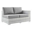 Modway Convene Fabric & Rattan Patio Right-Arm Loveseat in Light Gray