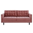 Modway Exalt Tufted Performance Velvet Sofa in Dusty Rose Pink/Black