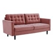 Modway Exalt Tufted Performance Velvet Sofa in Dusty Rose Pink/Black
