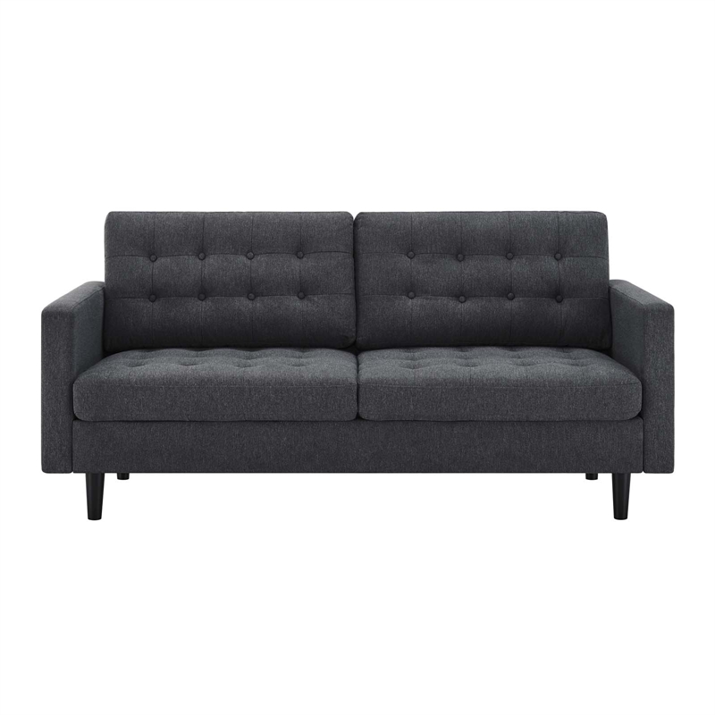 Modway Exalt Fabric Upholstered Tufted Sofa in Charcoal & Black