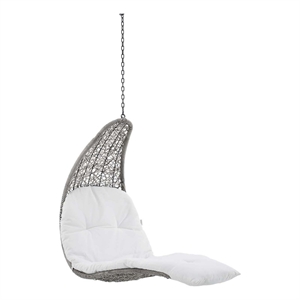 modway landscape rattan patio hanging chaise lounge swing chair in gray/white