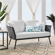 Modway Stance Aluminum & Fabric Patio Loveseat in Gra & White
