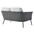 Modway Stance Aluminum & Fabric Patio Loveseat in Gra & White