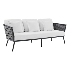 Modway Stance Aluminum & Fabric Patio Sofa in Gray and White