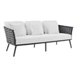 Modway Stance Aluminum & Fabric Patio Sofa in Gray and White