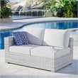 Modway Convene Rattan & Fabric Patio Left-Arm Loveseat in Light Gray/White