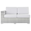 Modway Convene Rattan & Fabric Patio Left-Arm Loveseat in Light Gray/White