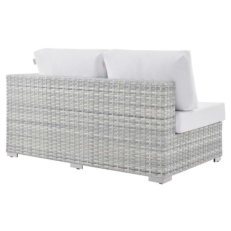 Modway Convene Rattan & Fabric Patio Left-Arm Loveseat in Light Gray/White
