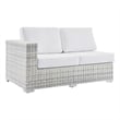 Modway Convene Rattan & Fabric Patio Left-Arm Loveseat in Light Gray/White