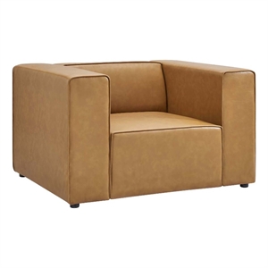 modway mingle contemporary vegan leather upholstered armchair in tan