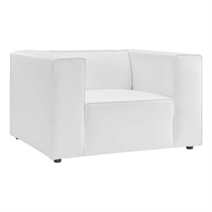 modway mingle contemporary vegan leather upholstered armchair in white