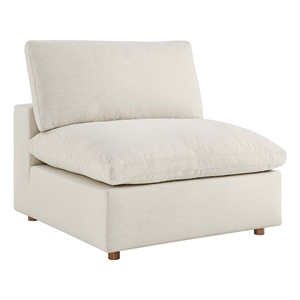 modway commix down filled overstuffed fabric armless chair in light beige