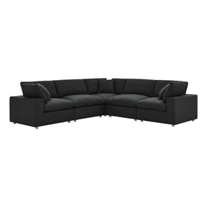 Modway Commix 5-Piece Fabric Down Filled Corner Sectional Sofa in Black