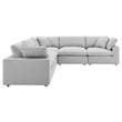 Modway Commix 5-Piece Fabric Down Filled Corner Sectional Sofa in Light Gray