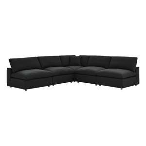 Modway Commix 5-Piece Fabric Down Filled Armless Sectional Sofa in Black