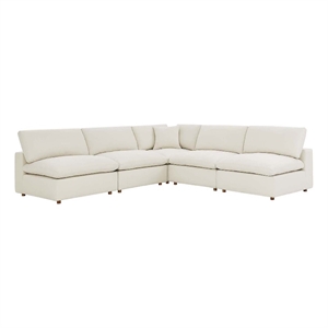 modway commix 5-piece down filled overstuffed armless sectional sofa in beige