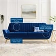 Modway Winsome Channel Tufted Performance Velvet Upholstered Sofa in Navy