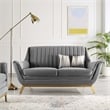 Modway Winsome Channel Tufted Performance Velvet Loveseat in Gray/Gold