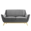 Modway Winsome Channel Tufted Performance Velvet Loveseat in Gray/Gold