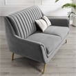 Modway Winsome Channel Tufted Performance Velvet Loveseat in Gray/Gold