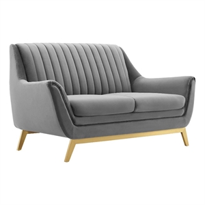 modway winsome channel tufted performance velvet loveseat in gray/gold