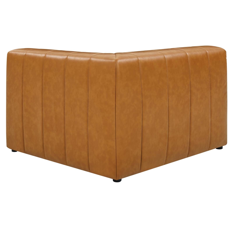 Modway Bartlett 6-Piece Faux Leather Upholstered Sectional Sofa in Tan