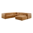 Modway Bartlett 6-Piece Faux Leather Upholstered Sectional Sofa in Tan