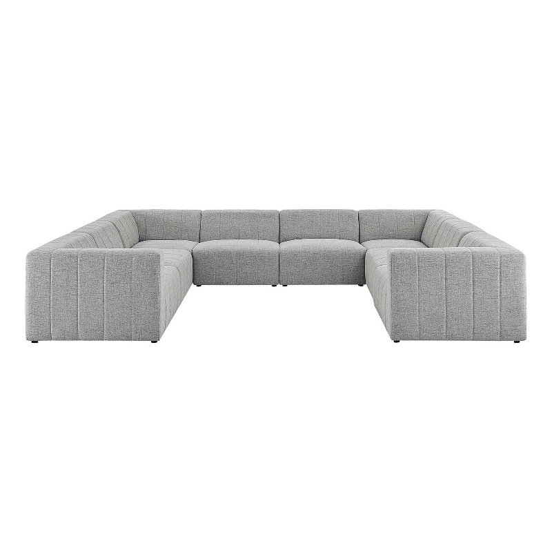 Modway Bartlett 8Piece Fabric Upholstered Sectional Sofa in Light Gray