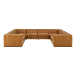 modway bartlett 8-piece contemporary vegan leather sectional sofa in tan