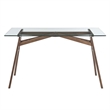 Modway Steadfast Wood and Glass Office Desk with Glass Top in Walnut