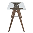 Modway Steadfast Wood and Glass Office Desk with Glass Top in Walnut
