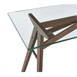 Modway Steadfast Wood and Glass Office Desk with Glass Top in Walnut