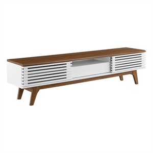 Modway Render 70&quot Modern Wood TV Stand for TVs up to 78&quot in Walnut/White