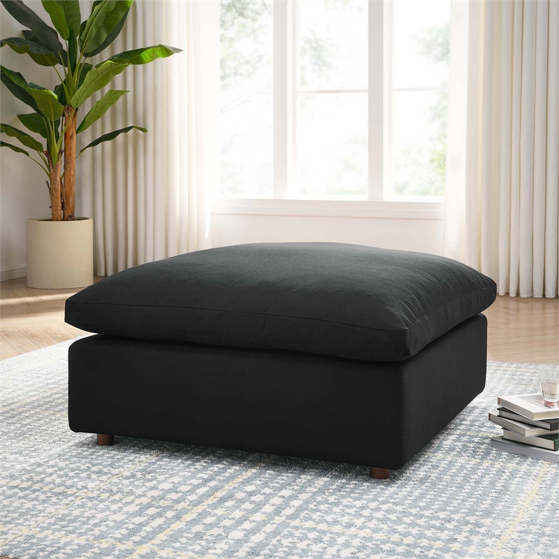 Modway Commix Modern Down Filled Overstuffed Fabric Ottoman in Black
