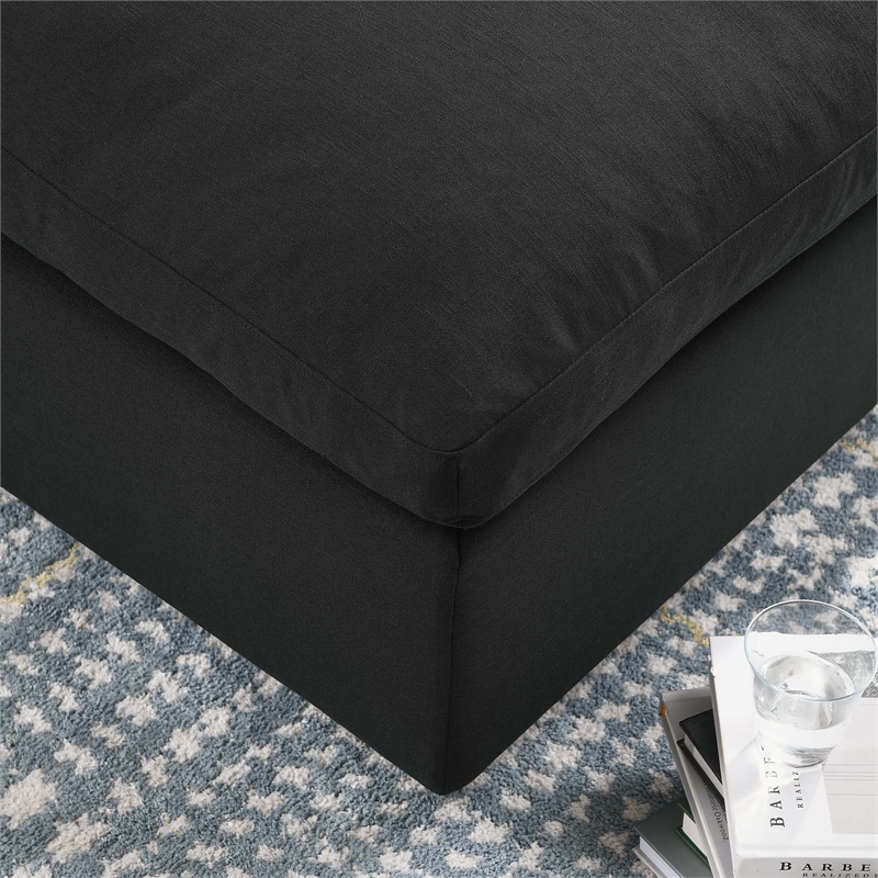 Modway Commix Modern Down Filled Overstuffed Fabric Ottoman in Black