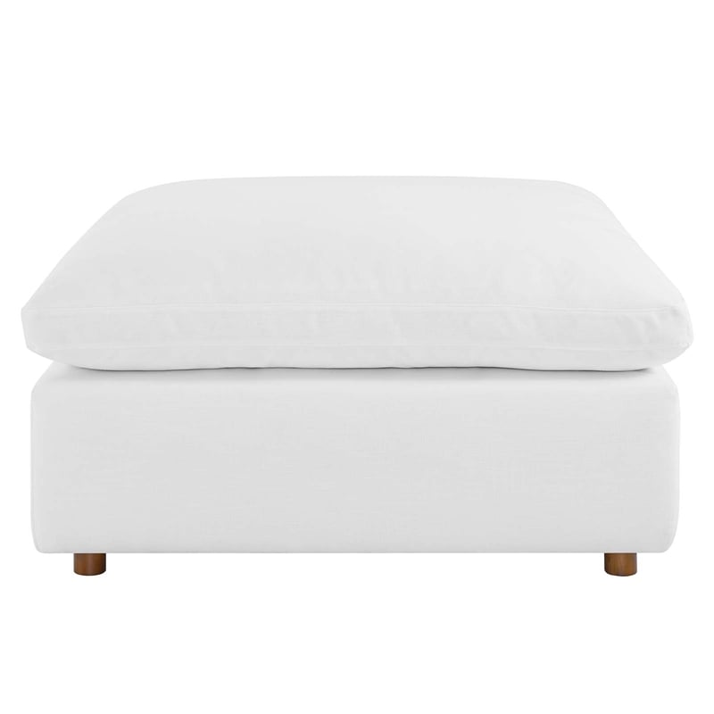 Modway Commix Modern Down Filled Overstuffed Fabric Ottoman in Pure White