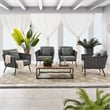 Modway Stance 5-Piece Aluminum & Fabric Patio Sofa Set in Gray/Charcoal
