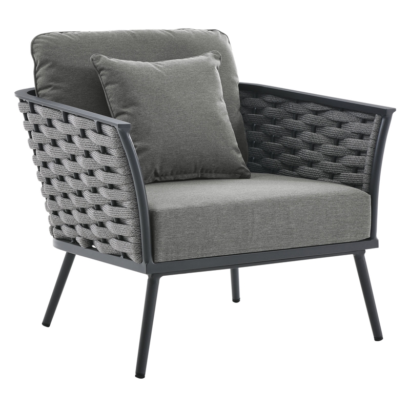 Modway Stance 5-Piece Aluminum & Fabric Patio Sofa Set in Gray/Charcoal